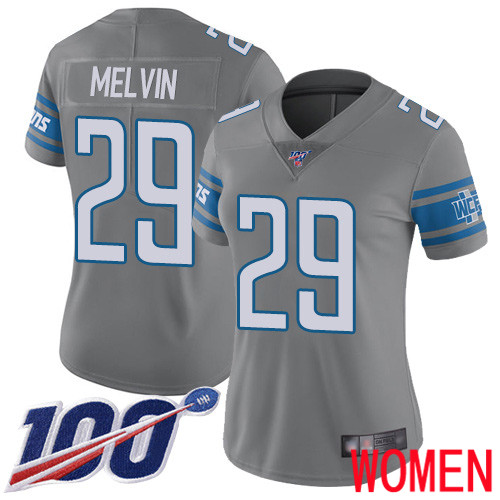 Detroit Lions Limited Steel Women Rashaan Melvin Jersey NFL Football #29 100th Season Rush Vapor Untouchable->women nfl jersey->Women Jersey